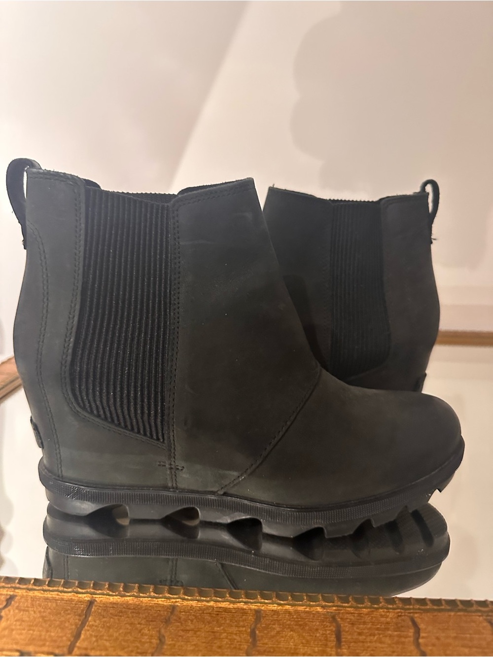 Sorel Black Chelsea Wedge Boots - Picture 2 of 5